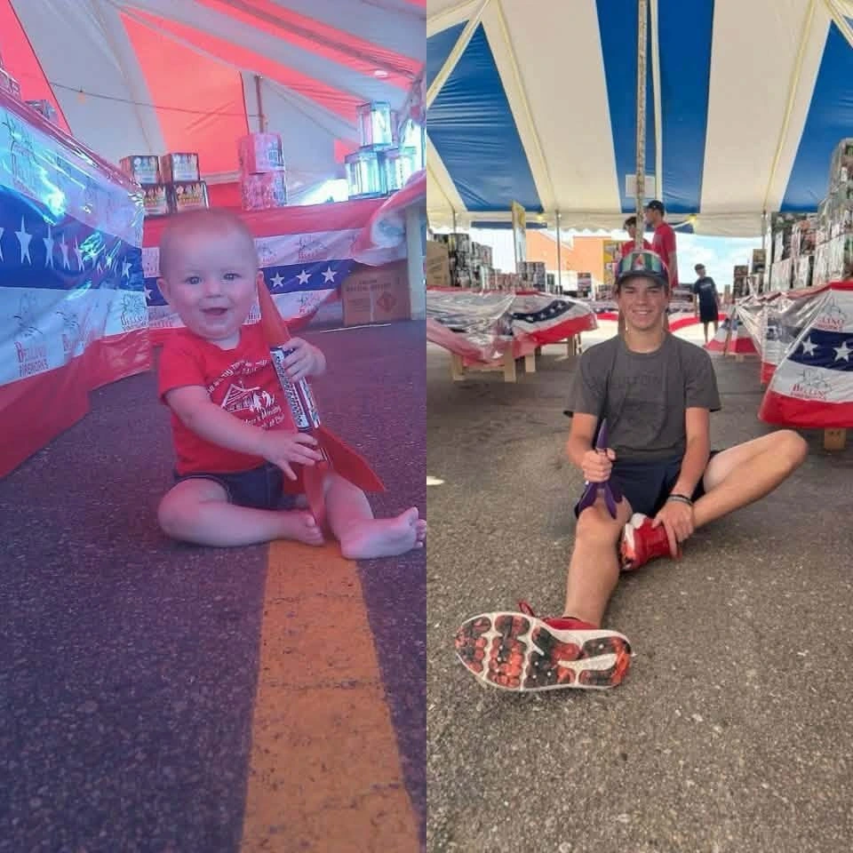 From sitting in a Bellino Fireworks tent as a little baby to coming back years later in the same spot many years later. 